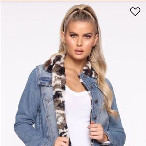 Fashion Nova Camo Fluffy Jean Jacket